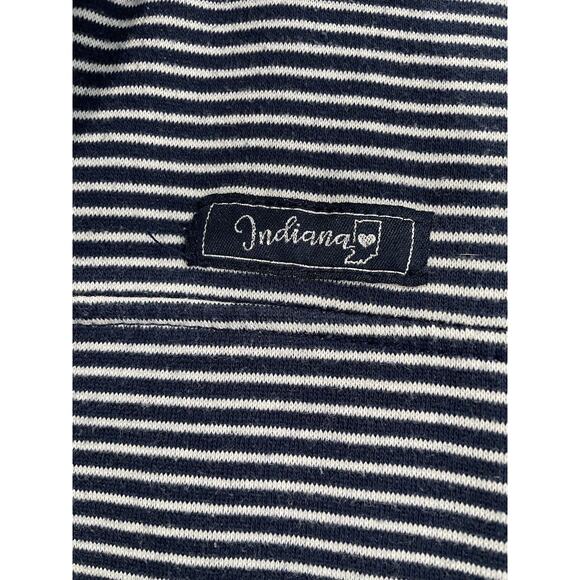 State of Mine Indiana Blue White Stripe Quarter Button Up Pullover Sweater Med - Picture 5 of 13